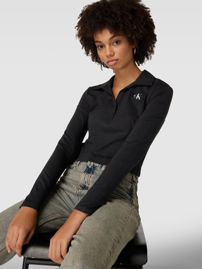 Calvin Klein Jeans Cropped Poloshirt mit Umlegekragen Modell 'MILANO' Black 3