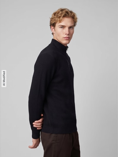 ONLY & SONS Regular Fit Troyer aus Baumwoll-Mix Modell 'PHIL' Dunkelblau 4