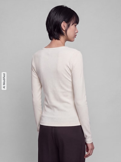 s.Oliver RED LABEL Slim fit shirt met lange mouwen van mix van katoen en lyocell Offwhite - 5