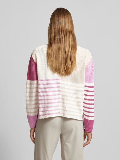 Tom Tailor Patchwork Pullover mit U-Boot-Ausschnitt Pink 5