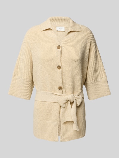 MORE Strickjacke mit Bindegürtel Hellgelb 2