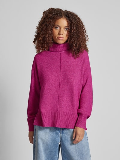 Pieces Rollkragenpullover mit erhabener Naht Modell 'MALOU' Pink 4