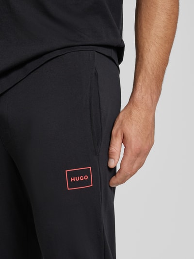 HUGO Slim fit sweatpants met labelpatch, model 'Laze' Zwart - 3