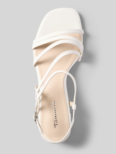 Productfoto, Sandaletten aus echtem Leder van Tamaris, look: effen, vierkant en afgeronde punt van de schoen, blokhak, doornsluiting, licht gestructureerde zool, echt leer