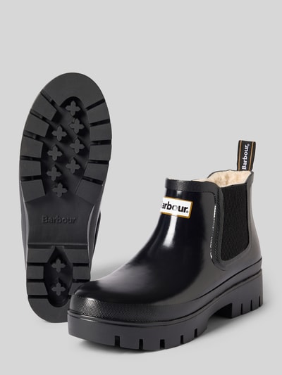 Barbour Laars met labelpatch model 'Halton Faux Fur Welly' Zwart - 4