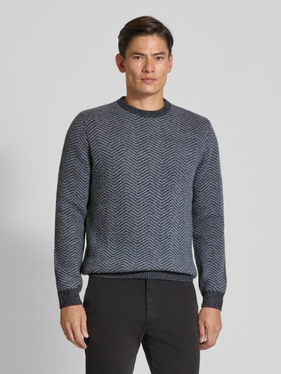 Profuomo Wollen pullover met ronde hals Marineblauw - 4