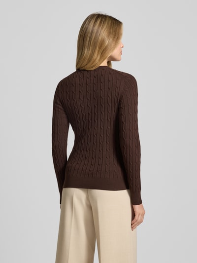 Gant Strickpullover mit Zopfmuster Mittelbraun 5