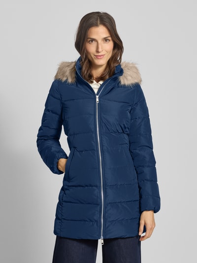 Tommy Hilfiger Płaszcz puchowy o kroju slim fit z odpinanym obszyciem z imitacji futra Granatowy 4