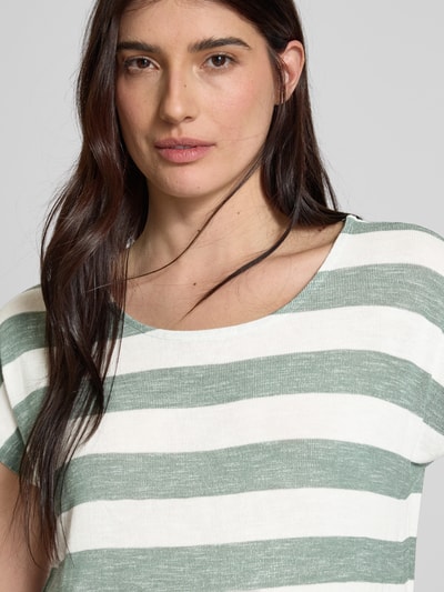 Vero Moda Relaxed Fit T-Shirt aus Viskose-Mix Modell 'WIDE STRIPE' Schilf 3