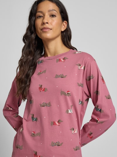 Jake*s Casual Relaxed fit pyjamabovendeel met all-over motiefprint Oudroze gemêleerd - 3