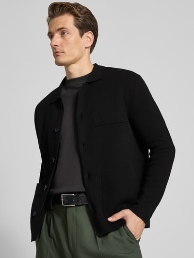 SELECTED HOMME Relaxed fit gebreid jack van katoenmix, model 'MIKE' Zwart - 3