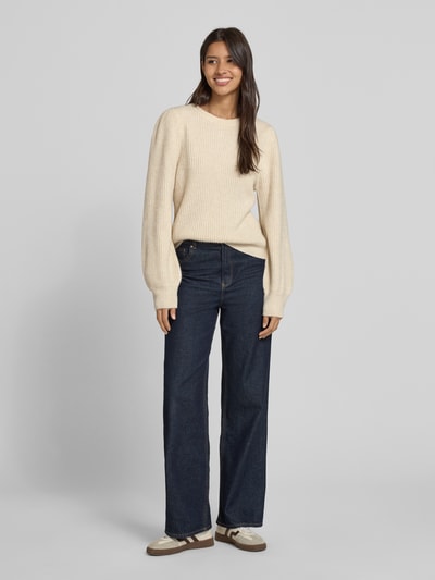 mbyM Sweter z dzianiny z okrągłym dekoltem model ‘Farrell’ Biały 1