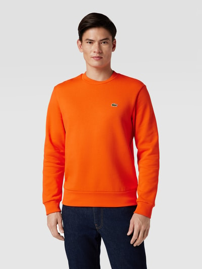 Lacoste Sweatshirt in unifarbenem Design mit Label-Stitching Orange 4