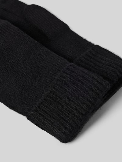 Christian Berg Woman Handschuhe aus reinem Kaschmir mit gerippten Abschlüssen Black 2