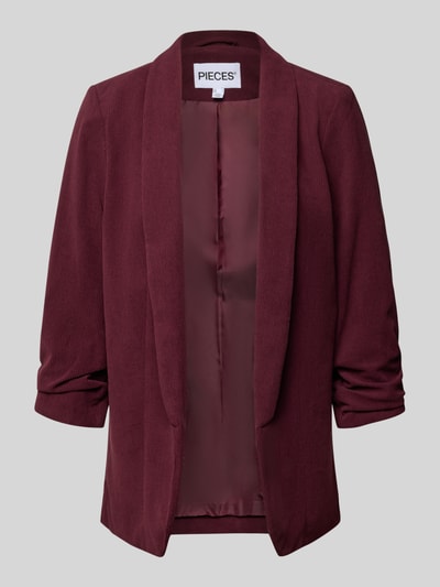 Produktfoto, bordowy Taillierter Kurzblazer mit 3/4-Arm Modell 'BOSELLA' von PIECES, gładka powierzchnia, damski blazer PIECES