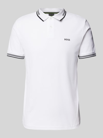 BOSS Green Slim Fit Poloshirt mit Label-Print Modell 'Paul' Weiss 2