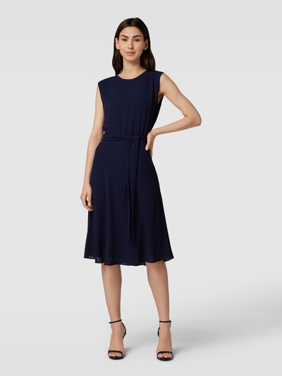 Lauren Ralph Lauren Knielange jurk met strikceintuur, model 'VILODIE' Marineblauw - 4