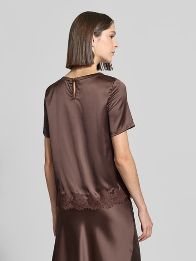 Christian Berg Woman Selection Regular Fit Bluse aus Satin mit Spitzenbesatz Dunkelbraun 5