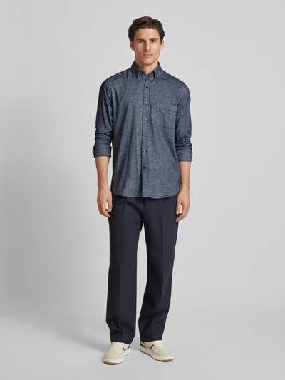 HECHTER PARIS Regular Fit Freizeithemd mit Button-Down-Kragen Marine 1