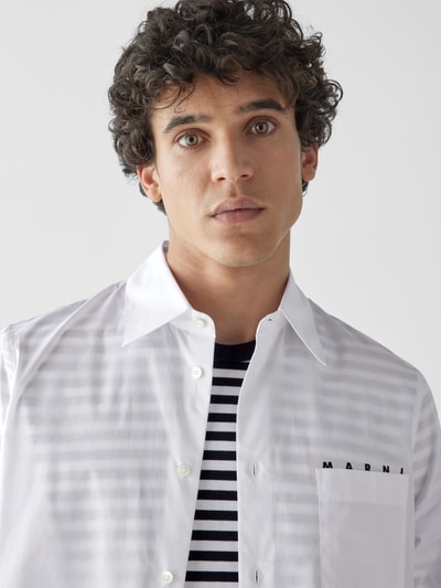 Marni Freizeithemd mit Label-Print Weiß 6