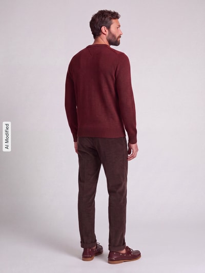 Tommy Hilfiger Regular Fit Pullover aus Lammwoll-Mix Bordeaux Melange 5