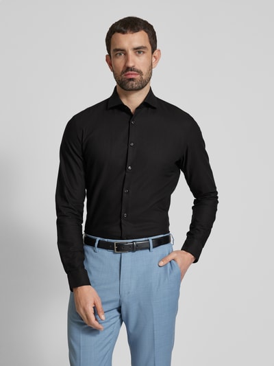 Jake*s Koszula biznesowa o kroju slim fit z diagonalu Czarny 4