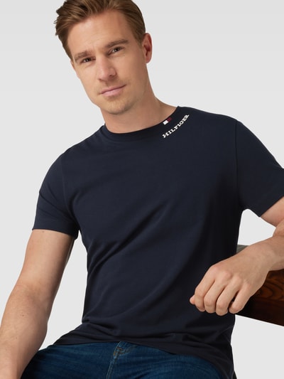 Tommy Hilfiger T-Shirt mit Logo-Stitching Modell 'PIQUE' Marine 3