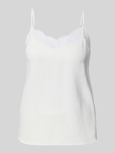 PIECES Relaxed Fit Blusentop mit Spitzenbesatz Modell 'TIFFANY' Weiss 2