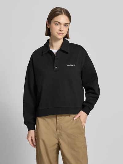 Carhartt Work In Progress Sweatshirt mit Polokragen und Label-Stitching Modell 'Brenta' Black 4