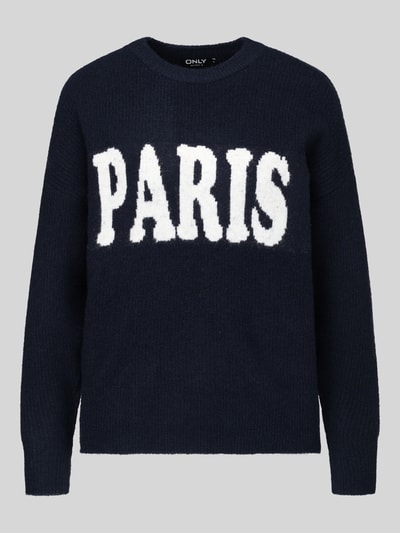 ONLY Relaxed Fit Pullover mit Paris-Schriftzug Marine 2