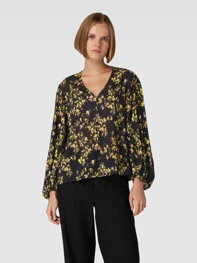 HUGO Blouse met all-over bloemenmotief, model 'Carmelara' Zwart - 4