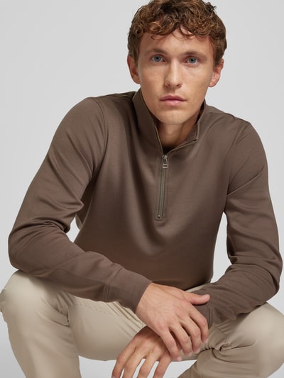 Casual Friday Sweatshirt met opstaande kraag, model 'Sebastian' Lichtbruin - 3