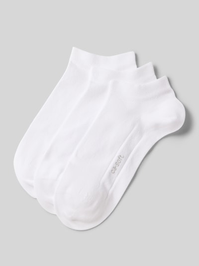Productfoto, Sneakersokken met label-detail in 3-pack van camano, wit, katoenmix met stretch, gemêleerde look, elastische ribboord.