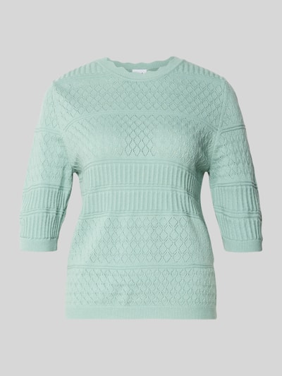 Produktfoto, Strickpullover mit 1/2-Arm Modell 'MILOS' von Vila in Mintgrün, feine Strickstruktur, Regular Fit, Viskose-Mix, Rundhalsausschnitt