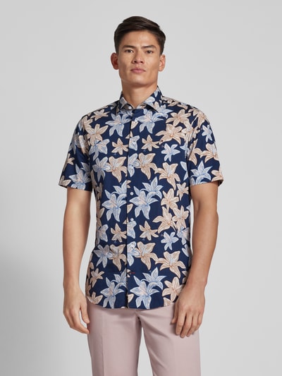 Tommy Hilfiger Regular fit zakelijk overhemd met all-over motief Marineblauw - 4