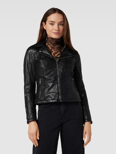 Jilani Lederjacke mit Reißverschlusstaschen Black 4