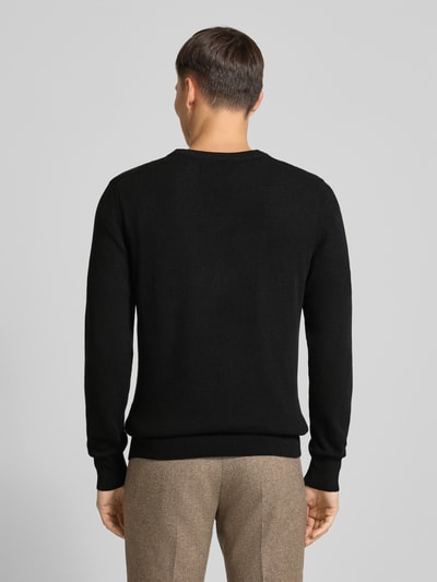 Marc O'Polo Sweter z dzianiny o kroju regular fit z mieszanki bawełny i żywej wełny Czarny 5