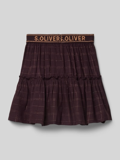 s.Oliver RED LABEL Ausgestellter Viskoserock mit Karomuster und Glitzerdetails Bordeaux 3