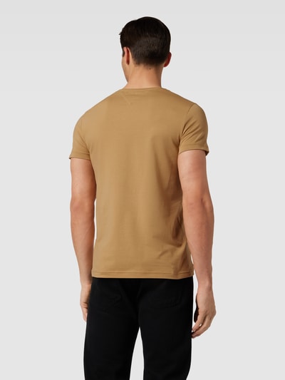 Tommy Hilfiger Slim fit T-shirt met logostitching Camel - 5