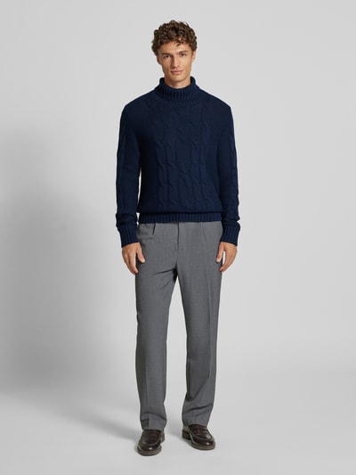 FTC-Cashmere Sweter z dzianiny z mieszanki bawełny i kaszmiru Granatowy 1