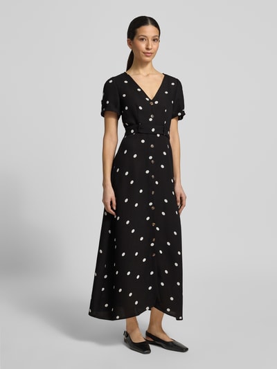 VERO MODA Taliowana sukienka casualowa z wzorem na całej powierzchni model 'JOAN' Czarny 1