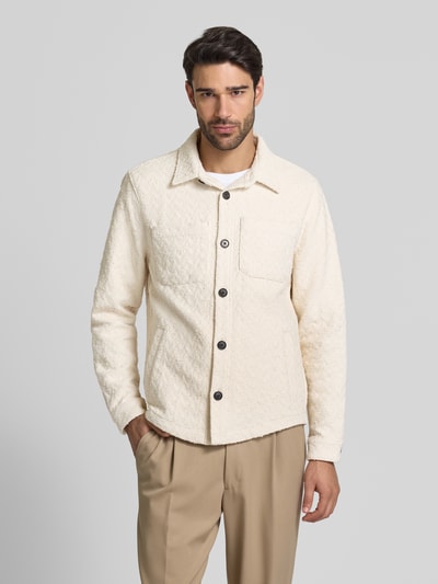 Profuomo Regular Fit Hemdjacke mit Strukturmuster Offwhite 4