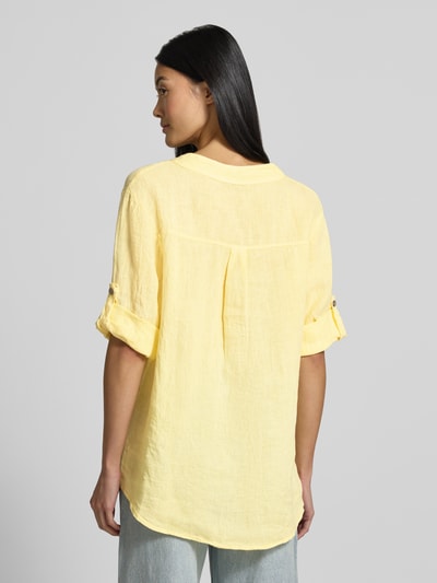 ZABAIONE Relaxed Fit Leinenbluse mit V-Ausschnitt Modell 'Is44sii' Hellgelb 5