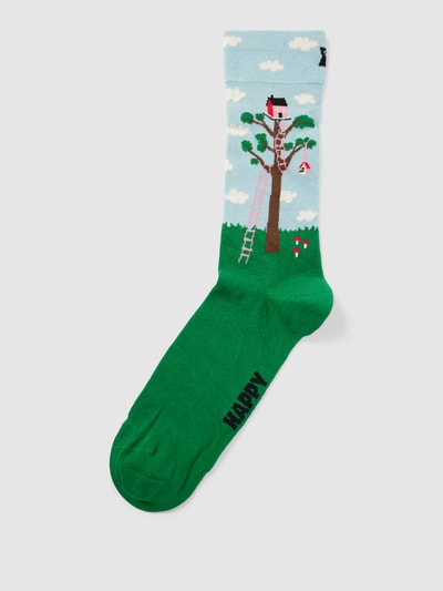 Happy Socks Socken mit Allover-Muster Modell 'Treehouse' Gruen 1