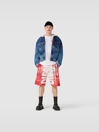 Diesel Sweatshorts mit Label-Print Rot Melange 1