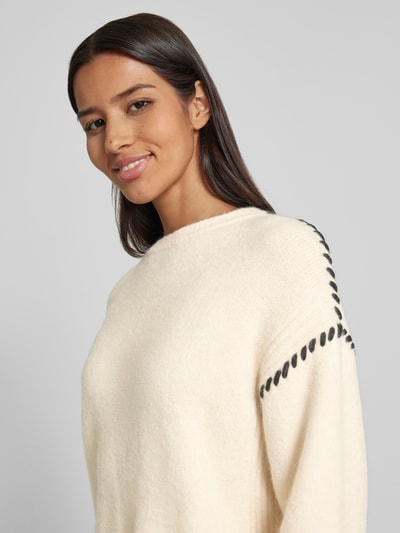 Stefanel Strickpullover mit gerippten Abschlüssen Beige 3