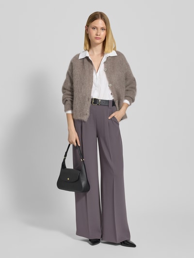 Windsor Spodnie materiałowe z szeroką nogawką i zakładkami w pasie Jasnośliwkowy 1