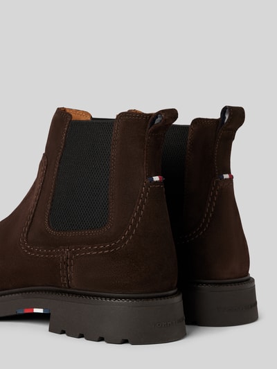 Tommy Hilfiger Leren boots met elastische inzet Donkerbruin - 2