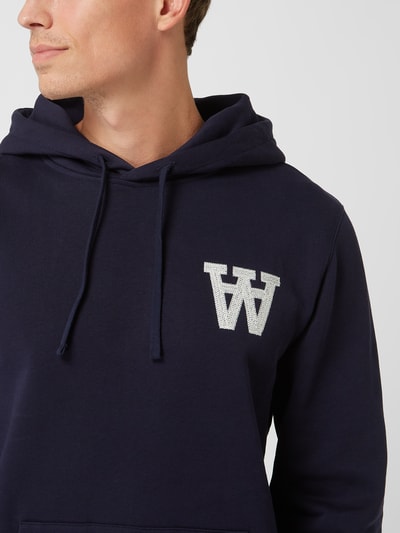 Wood Wood Hoodie van katoen, model 'Ian' Marineblauw - 3