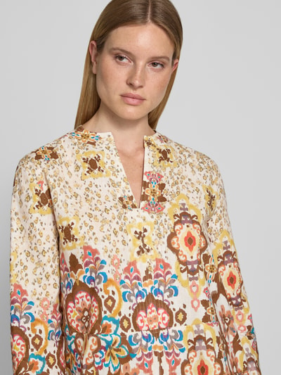 Stefanel regular fit blouse van mix van katoen en linnen Offwhite - 3